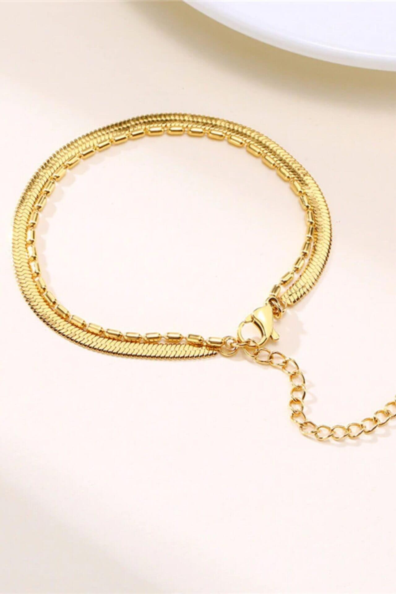 Flat Chain | 18K Two Layers Bracelet