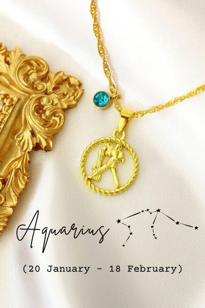 Zodiac Sign & Birthstone | 18K Necklace