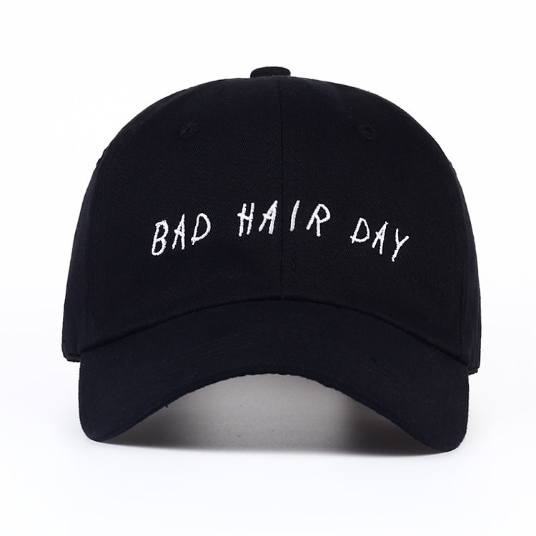 a black hat with white text