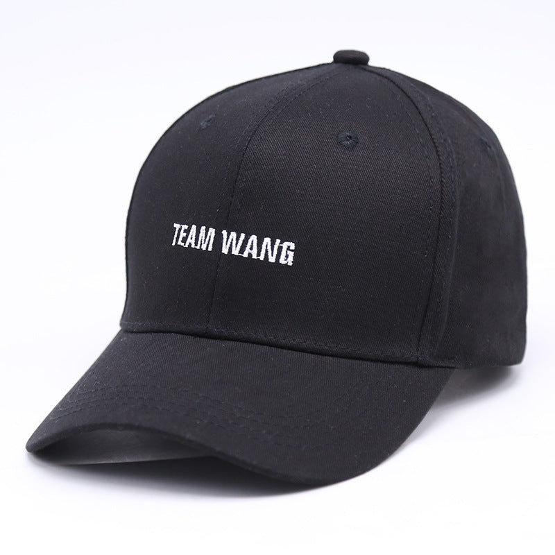a black hat with white text