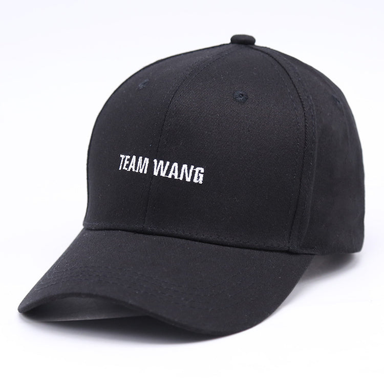 a black hat with white text