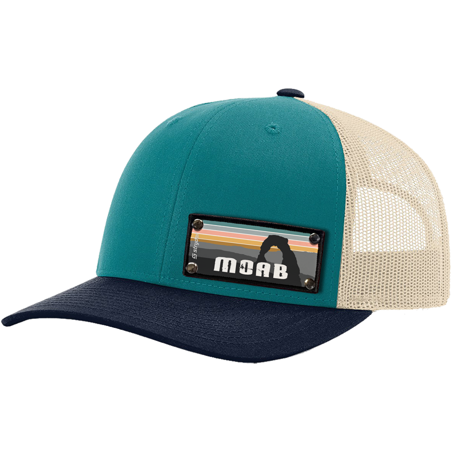 Moab Sunset Coral on RCH115 Blue Teal, Birch, Navy