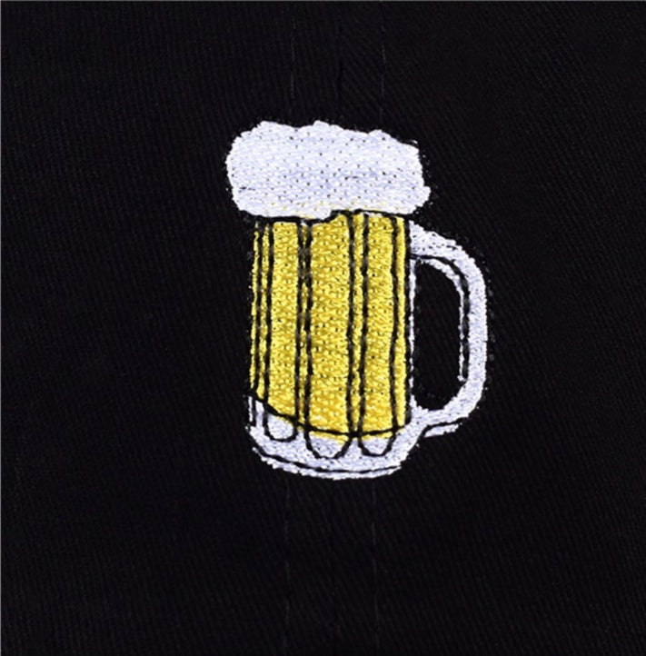 a close up of a beer mug