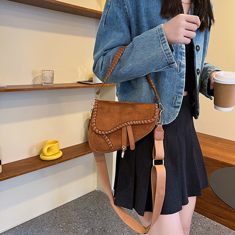 Women's Fashion Vintage Weave Saddle Bag