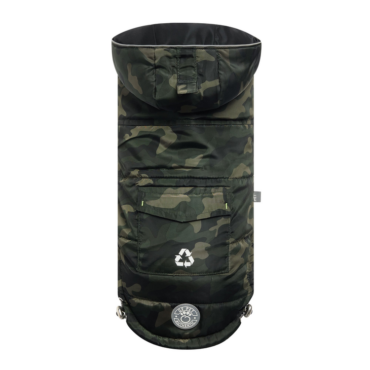 a camouflage jacket with a logo on it