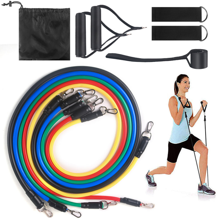 a woman running with a resistance band