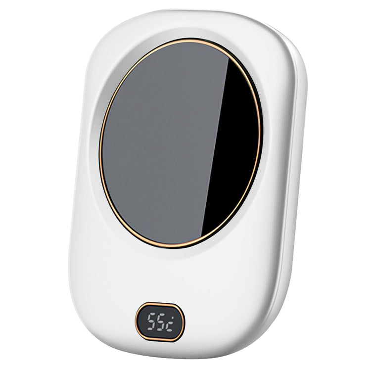 a white electronic device with a black circle