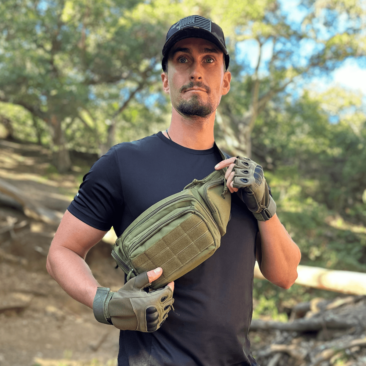 a man holding a bag
