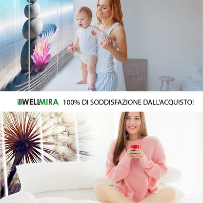 Set di 4 Tende a Pannello Elegante Fiore con Elementi Dorati
