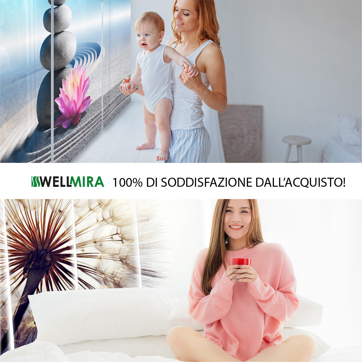 a collage of a woman and a baby