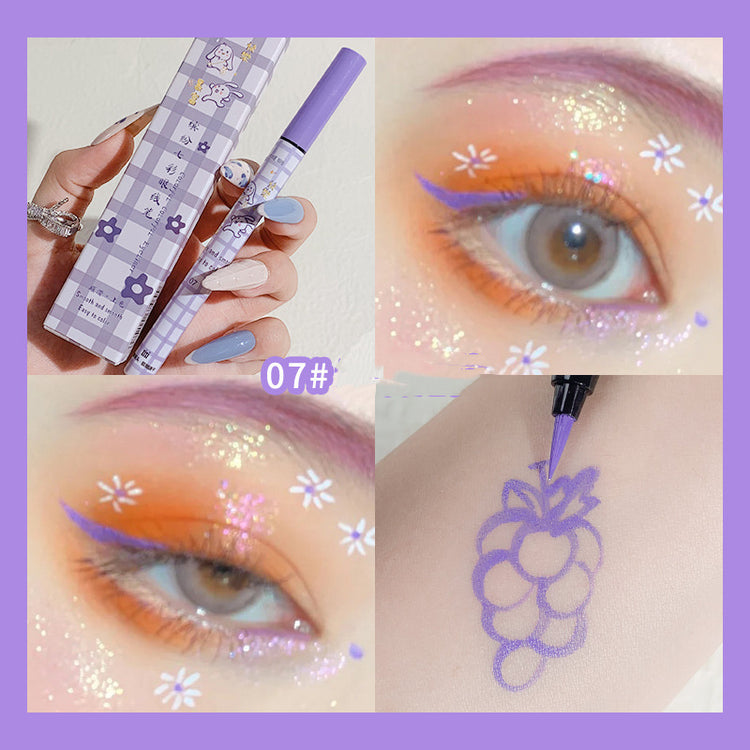 a collage of a woman's eye with purple makeup