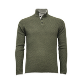 Cashmere Sweater Button Neck Andromeda in Carbon Stitch Rockpool Blue