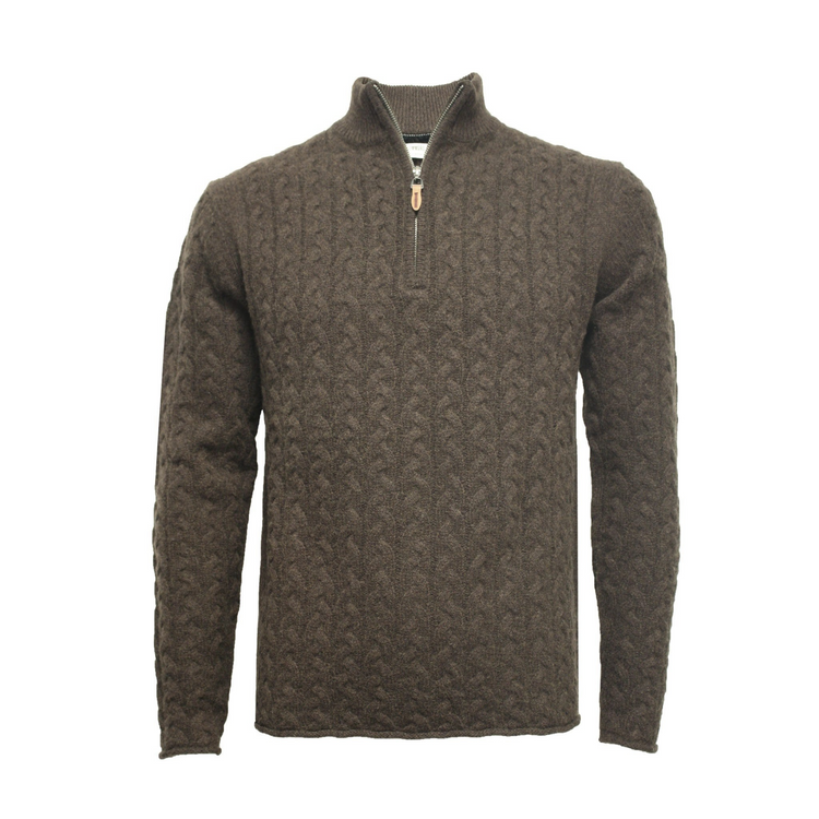a brown sweater with a zipper