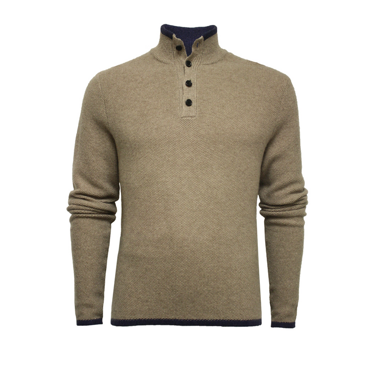 a brown sweater with buttons