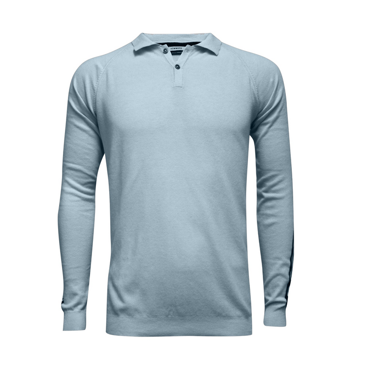 a long sleeved light blue shirt