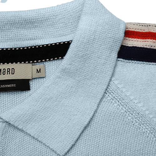 Long Sleeve Polo Shirt with sleeve striping Monaco Light Blue