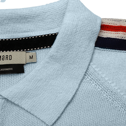 Long Sleeve Polo Shirt with sleeve striping Monaco Light Blue