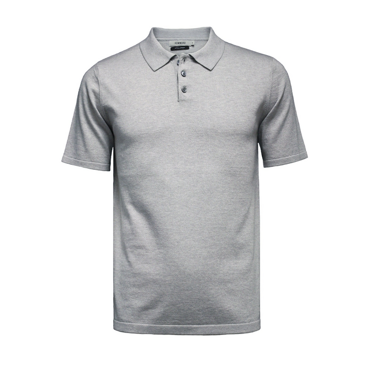 a grey polo shirt with a white background