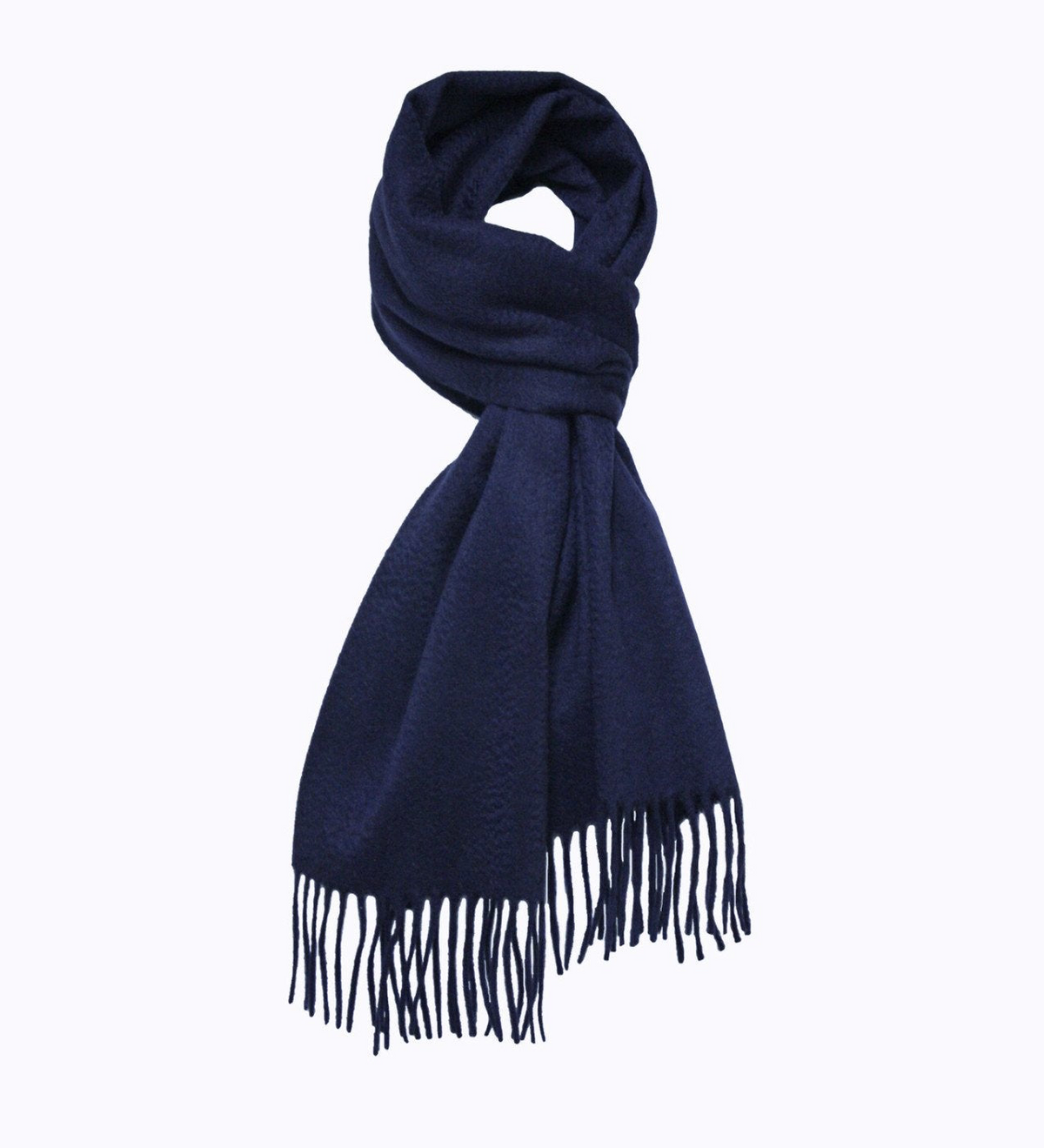 a blue scarf with fringe