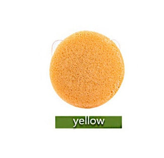 a yellow sponge with a green label