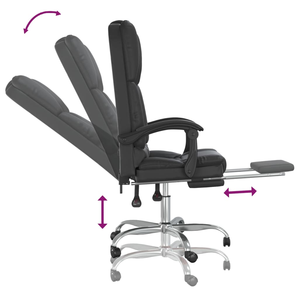 vidaXL Massage Reclining Office Chair Black Faux Leather