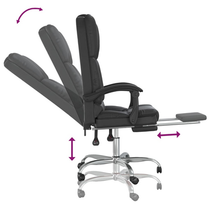 vidaXL Massage Reclining Office Chair Black Faux Leather