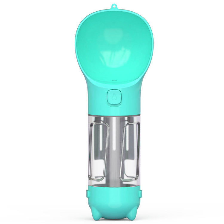 a blue and clear water bottle