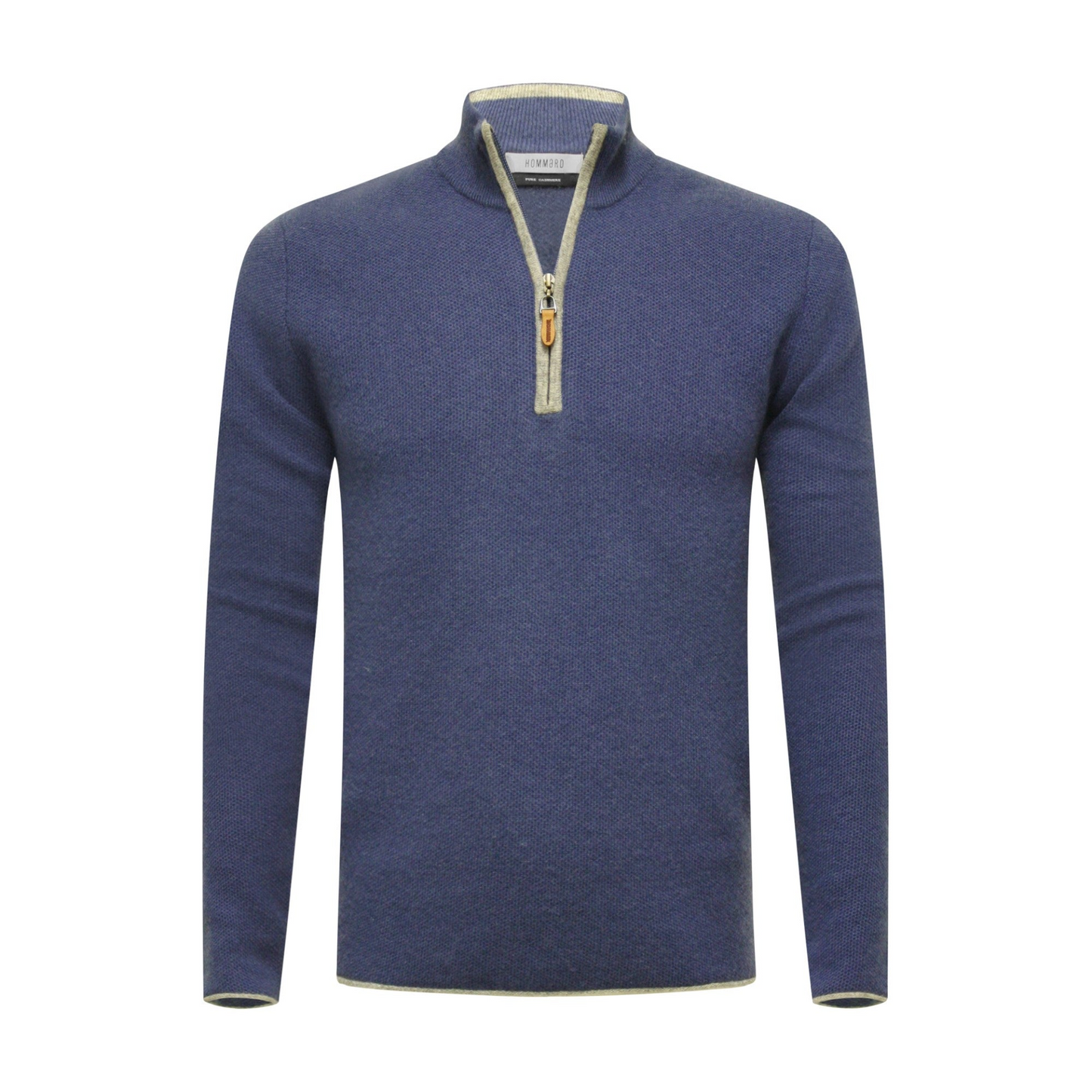 Jeans Grey Cashmere Zip Neck Sweater Verbier in pique stitch