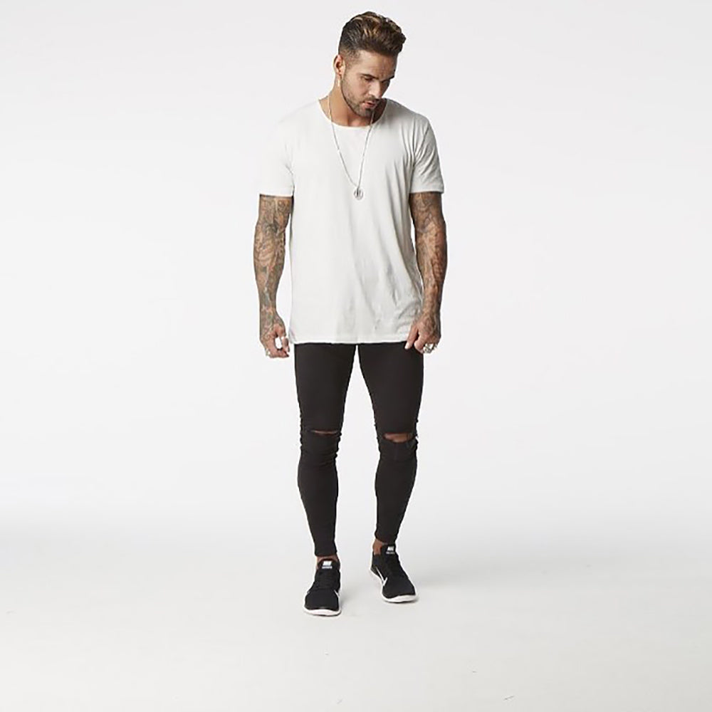 a man in a white shirt
