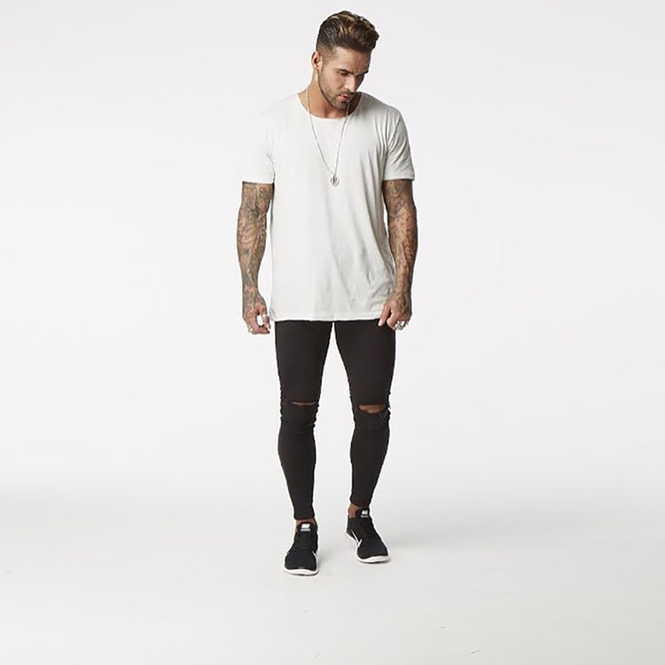 a man in a white shirt