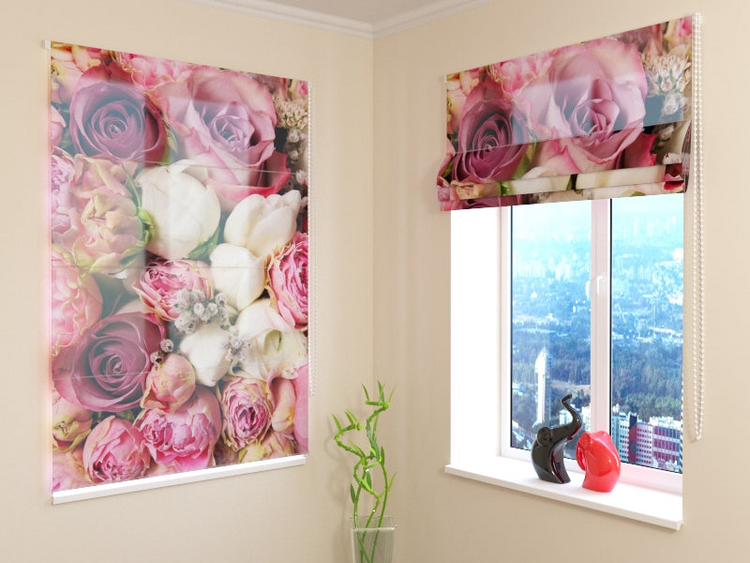 a window with a picture of flowers