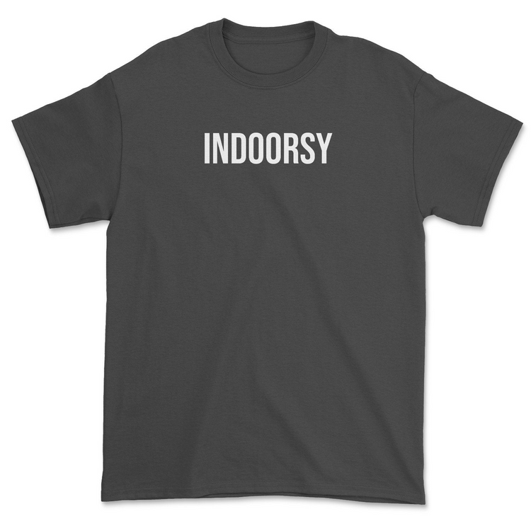 a black t-shirt with white text
