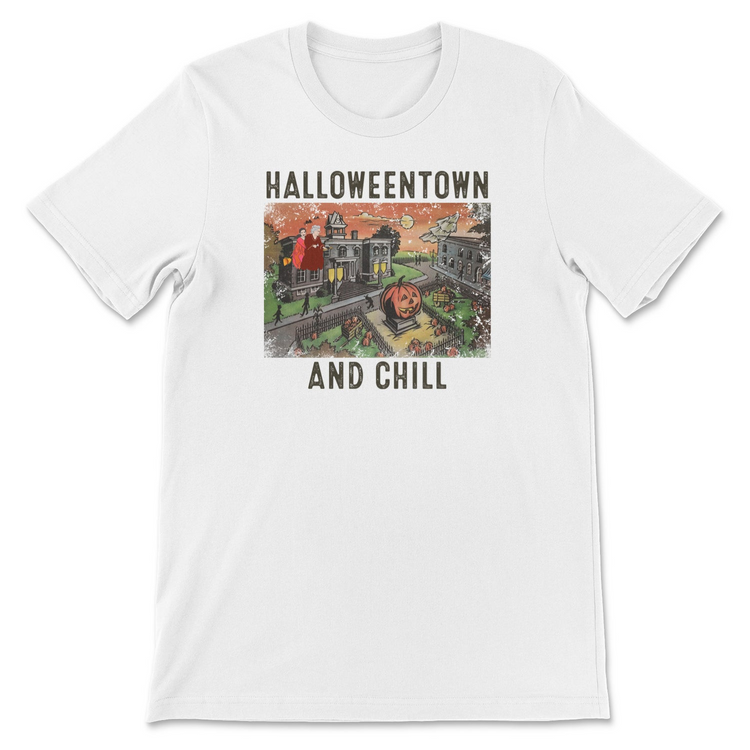 a white t-shirt with a picture of a train and a train