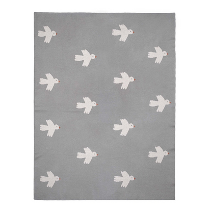Organic Cotton Knitted Blanket / Little Birdie Olive