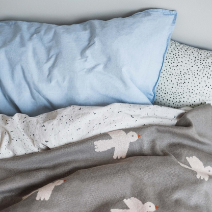 Organic Cotton Knitted Blanket / Little Birdie Olive