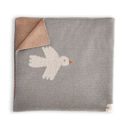 Organic Cotton Knitted Blanket / Little Birdie Olive