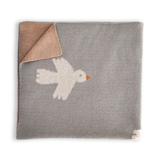 Organic Cotton Knitted Blanket / Little Birdie Olive