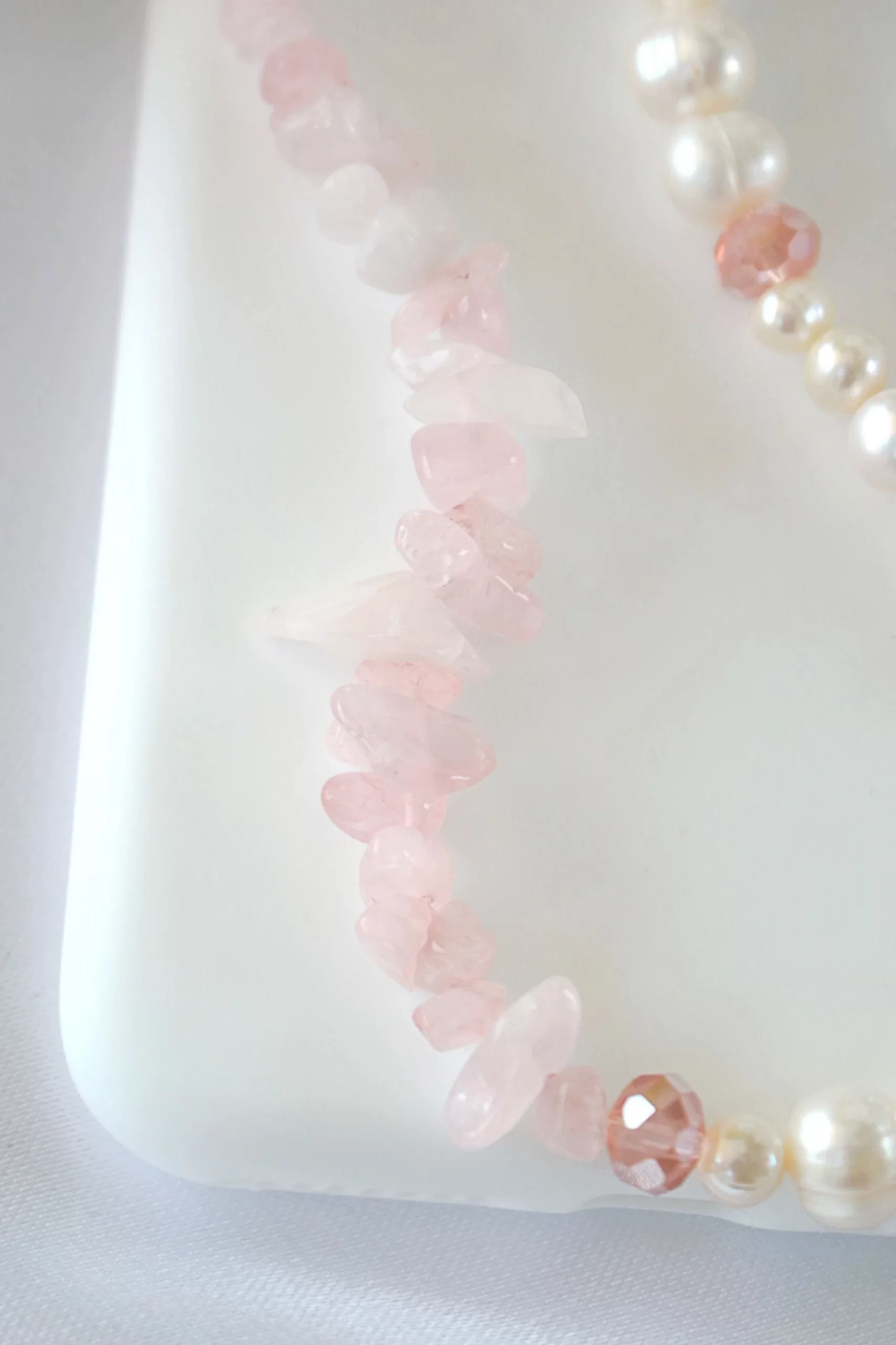 "Rose Babe" | Rose Quartz & Freshwater Pearls Duo Phone Lanyard