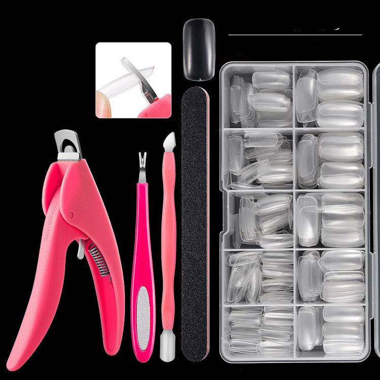 a pink nail clippers and a box of nails