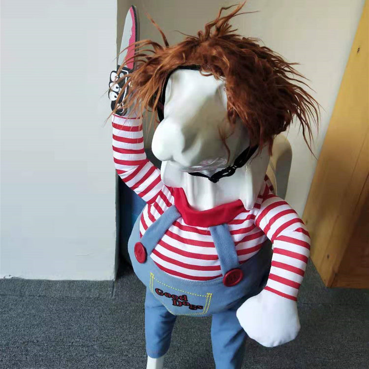 a white horse doll with red hair and a white hat