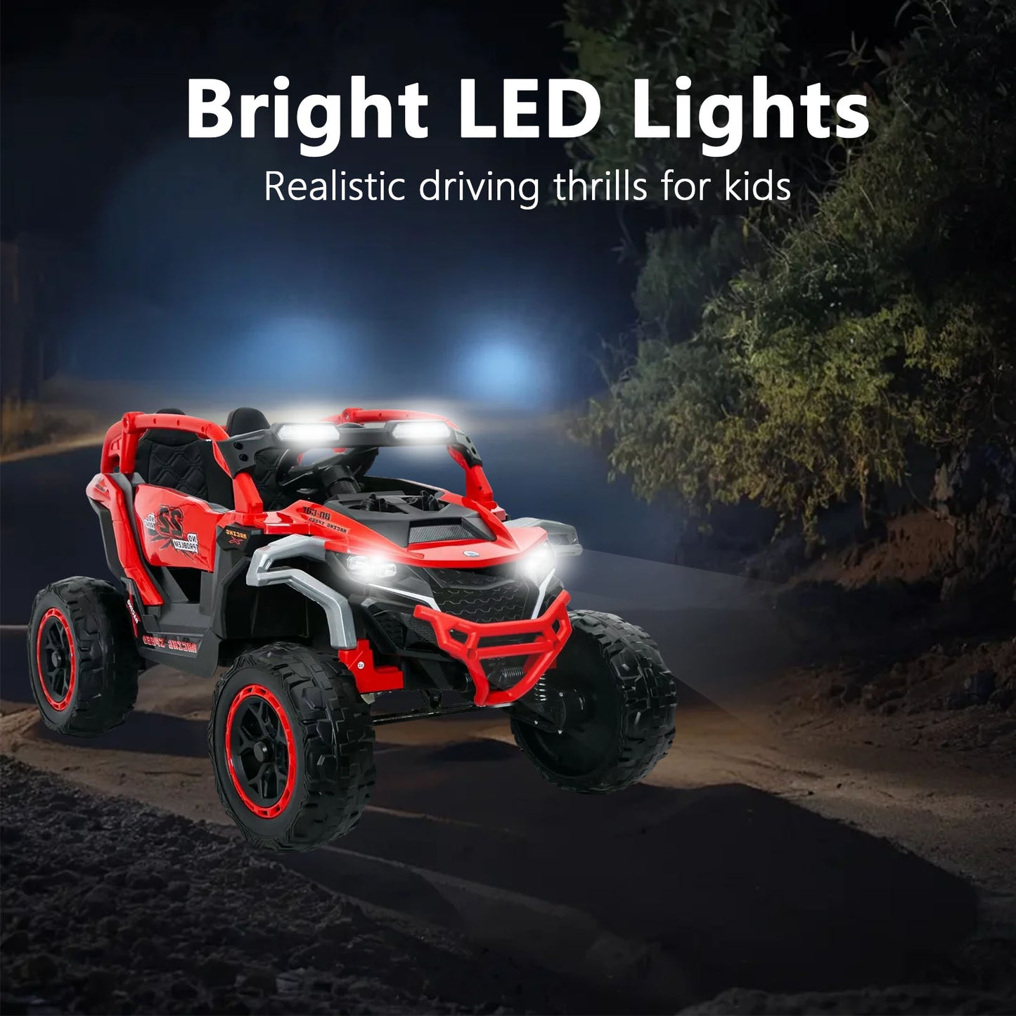 Ride On Models Truck Car 12V Kids Electric Vehicles, Remote Control, Front & Rear Shock Suspension, 2 Seater UTV, Flashlights And A Built-in Music Player, For Age 3-6 Years Old
