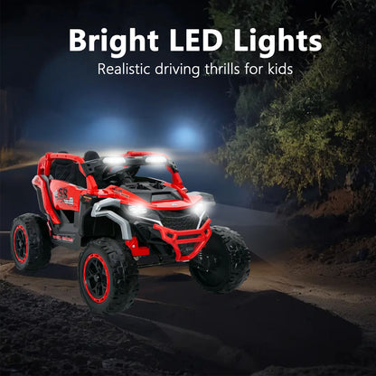 Ride On Models Truck Car 12V Kids Electric Vehicles, Remote Control, Front & Rear Shock Suspension, 2 Seater UTV, Flashlights And A Built-in Music Player, For Age 3-6 Years Old