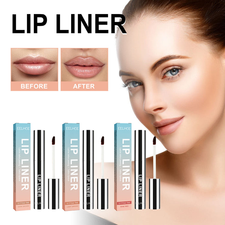 a woman with a lip liner
