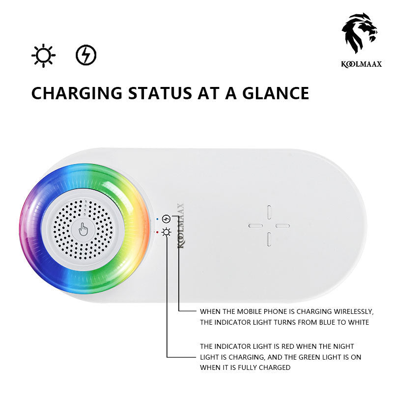 a white device with a rainbow colored circle