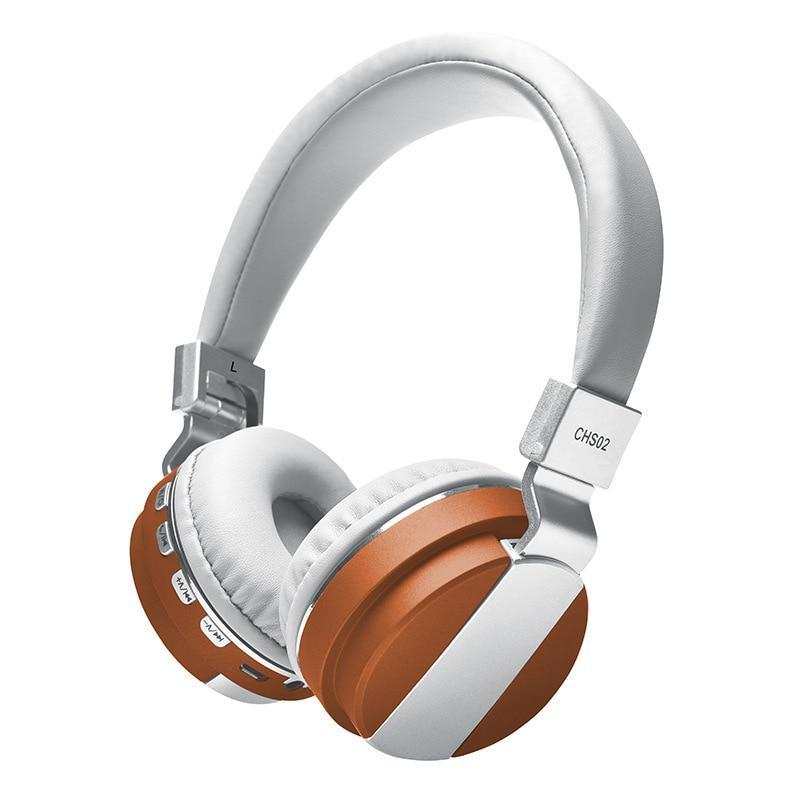 a pair of white and brown headphones