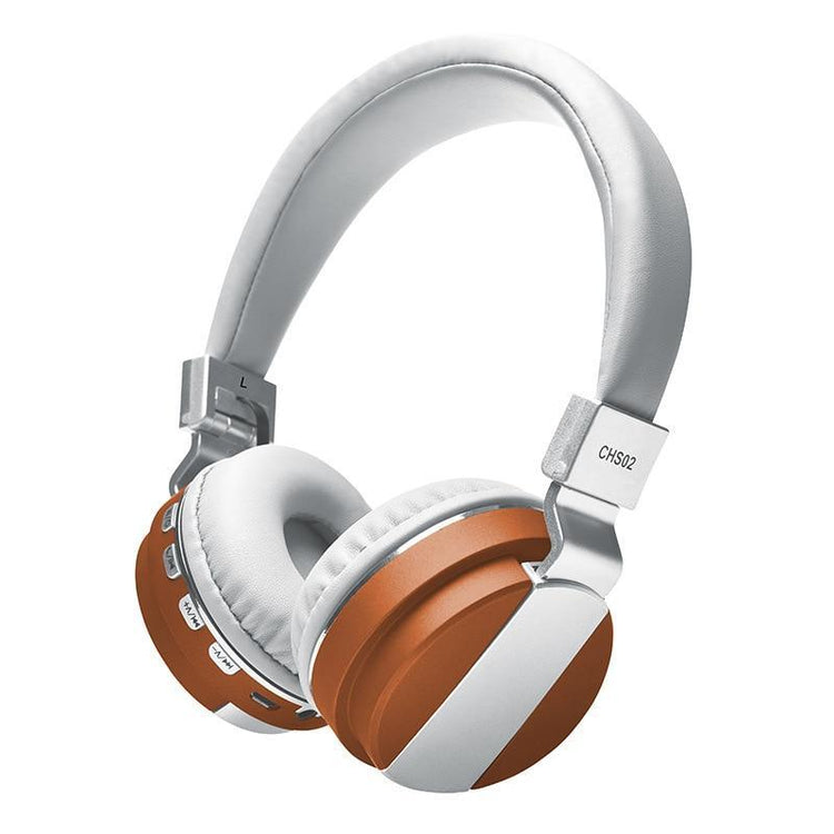 a pair of white and brown headphones