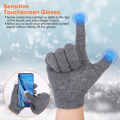 3Pcs Winter Knitted Hat Scarf Gloves Winter Warm Beanie And Touch Screen Gloves Scarf Set Knit Beanie Skull Cap Neck Warmer Mittens For Men Women
