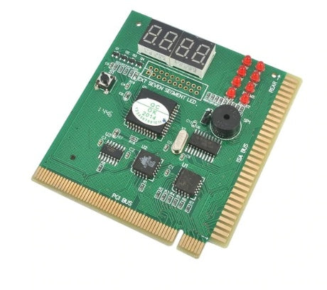 a green circuit board with a digital display