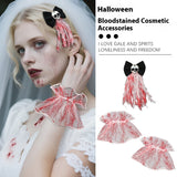 Gothic Bridal Hairpiece and Lace Bracelet Set