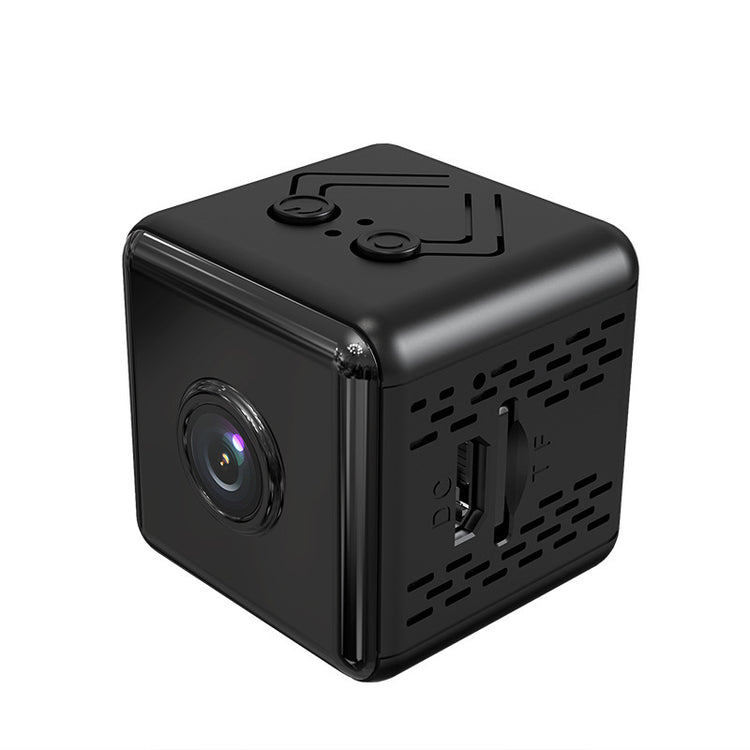 a black cube with a camera lens